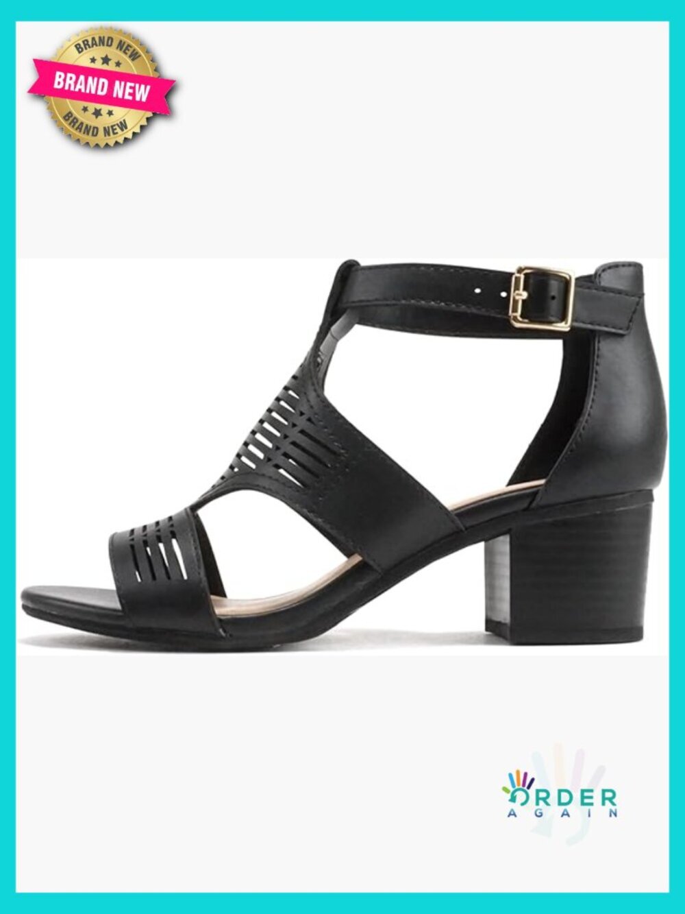 Open Toe Low Block Heel Sandal with Adjustable Ankle Strap
